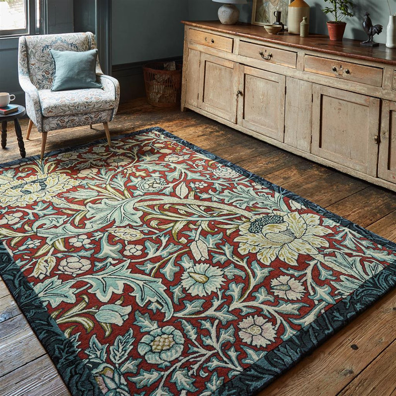 Wool Floral Area Rug, Rectangle 5'7" x 7'10"