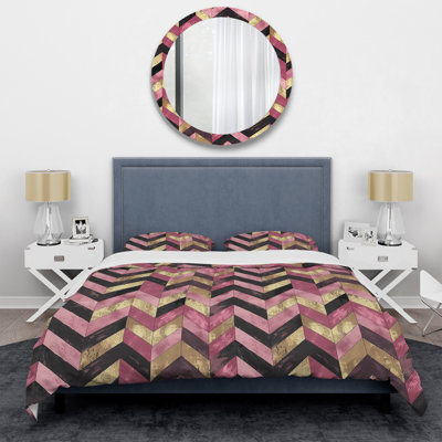 Pink Gold Glam Chevron II - Glam Duvet Cover Set