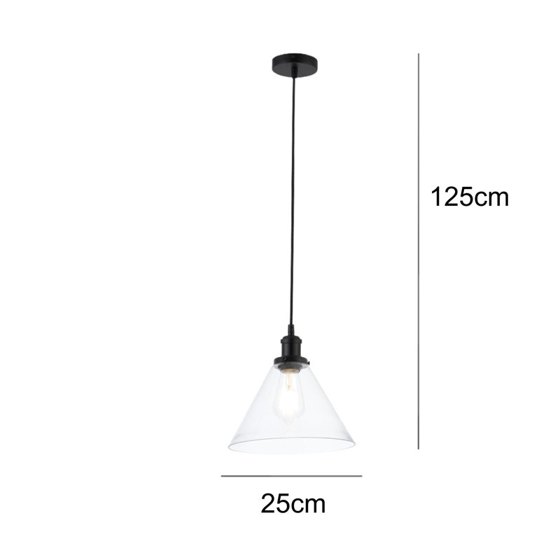 1 - Light Cone Pendant, Clear, Black