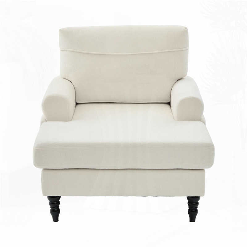 Pieds de canapé en bois chenille avec dossier et accoudoirs confortables, Beige
