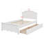 Lit plateforme en bois avec tête de lit et deux tiroirs sous le lit-789716781