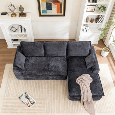 103" Cloud Reversible Sectional Sofa Couch.Upholstery Modular Segment Sofa