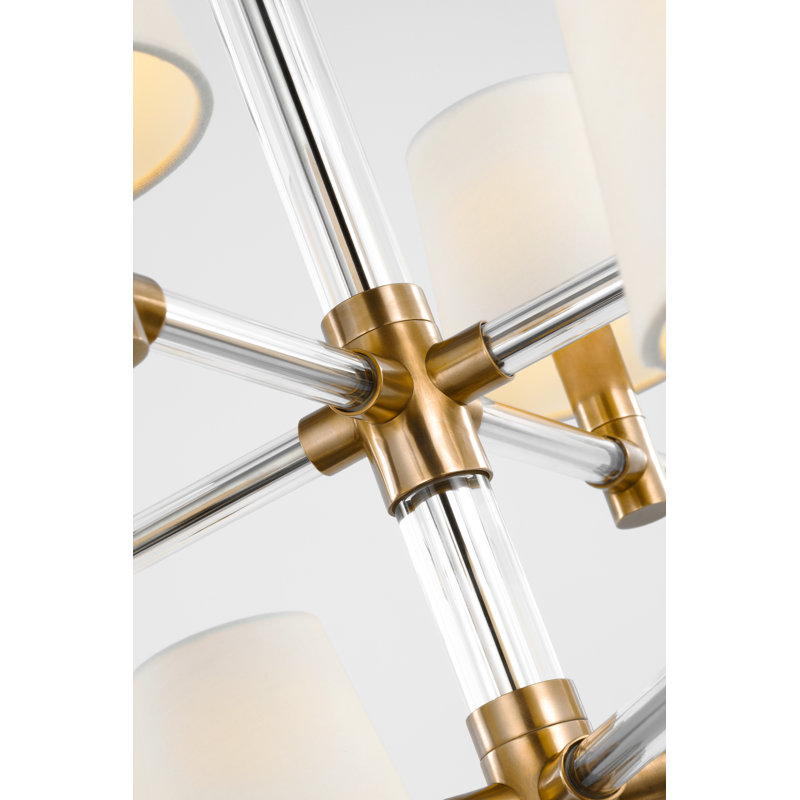 Sable 8 - Light Glass Chandelier, Brass, 29" H x 40" W x 40" D