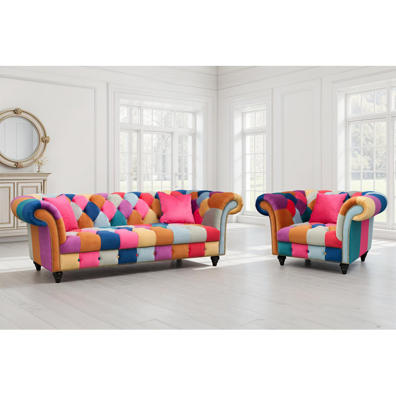 Camaury 2 Piece Velvet Chesterfield Living Room Set