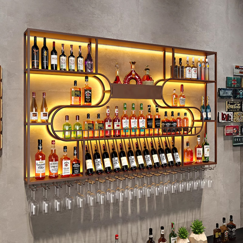 Porte-bouteilles mural créatif et personnalisé, Cuivre, H 59 po x l 78,7 po x P 7,8 po