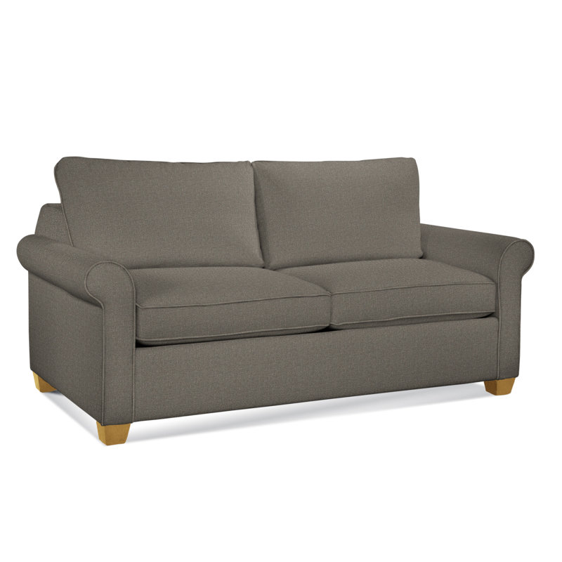 Park Lane Upholstered 58'' Sofa, Gray Sugar Performance; 0863-84, Honey Finish