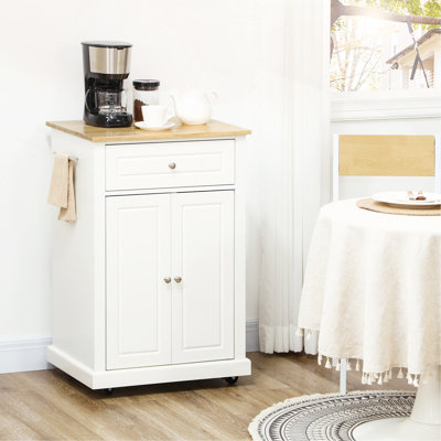Chariot pour îlot de cuisine roulant, table de service avec chariot, tablette réglable et 2 porte-serviettes