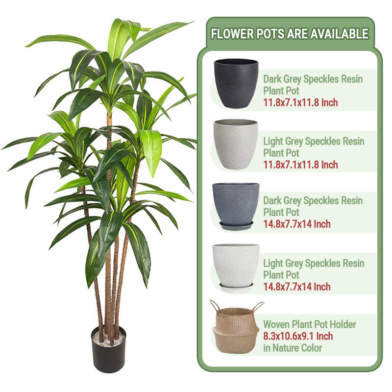 Pot à fleurs artificiel Dracaena, H 19,69 po x l 59,06 po x P 19,69 po