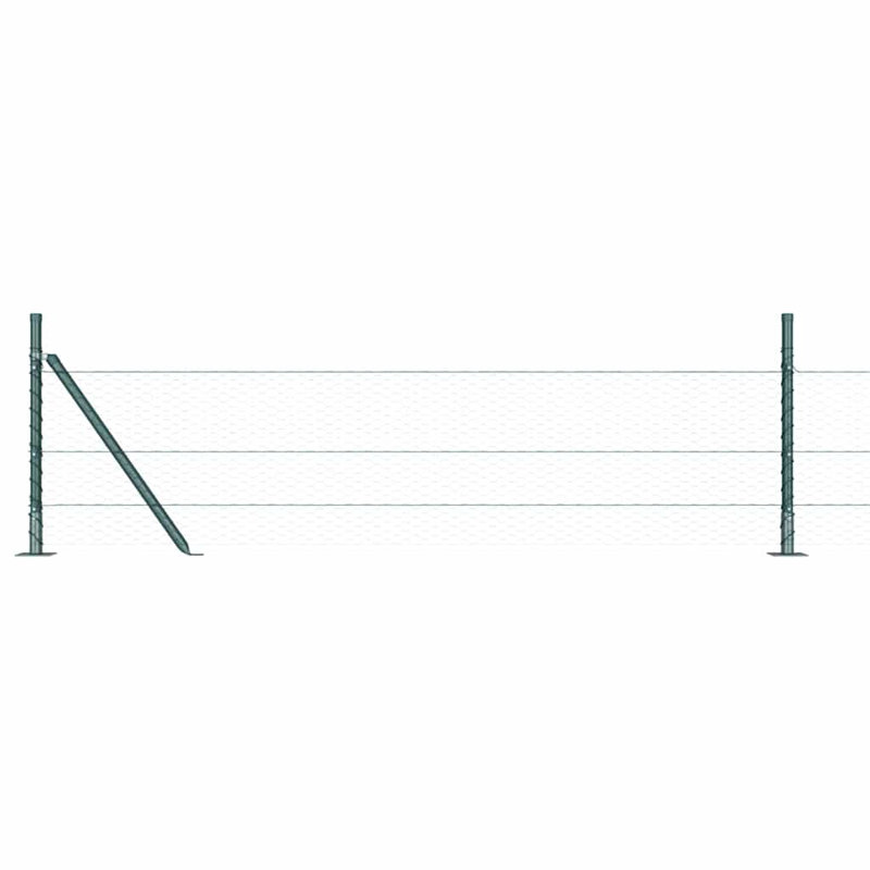 Vidaxl Fence With Posts PVC-Coated Steel, Green, 50cm H x 2500cm W x 3.2cm D