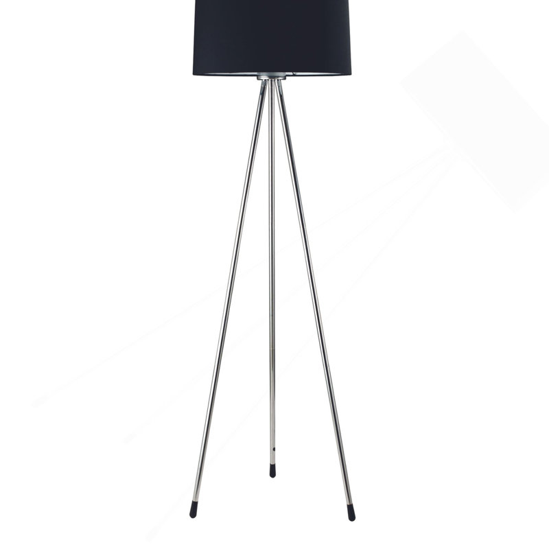 59" Tall Metal Floor Lamp With Black Finish, Contemporary Design, Black