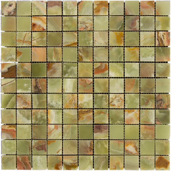 1" x 1" Multi Green Onyx Grid Mosaic Wall & Floor Tile