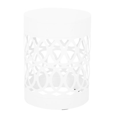 Modern White Iron Outdoor End Table, Large, Frame Side Large Size, Stable