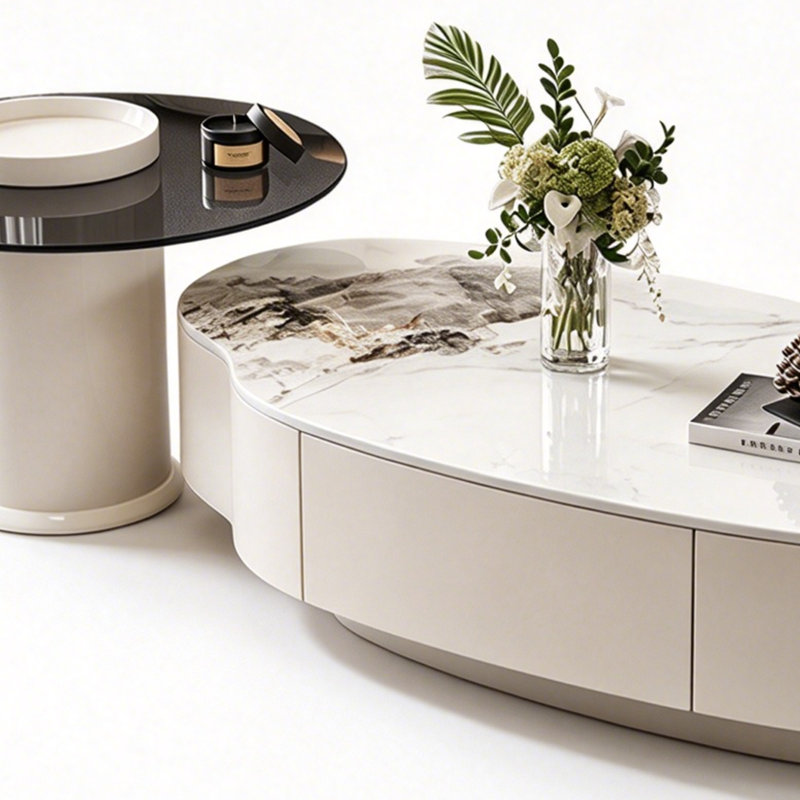 Humberto Coffee Table, 13" H x 47.24" W x 23.62" D, Black / White