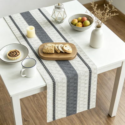 Farmhouse Woven Rustic Table Runner, 12X90 Inch Hollow Weave Kitchen Dining Table Decoration For Seasonal Holiday And Home Party Decor