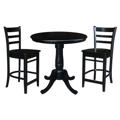Counter Height Extendable Solid Wood Dining Set