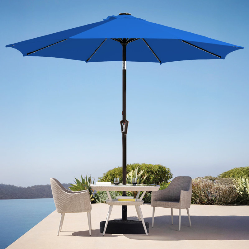 Parasol de marché avec manivelle Beka, Bleu, H 91,2 po x l 108 po x P 108 po