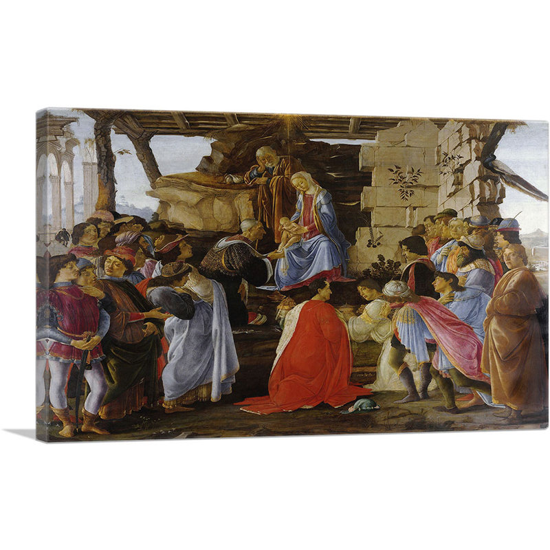 «The Adoration of the Magi 1476» par Sandro Botticelli, reproduction d'art sur toile tendue, H 12 po x l 18 po x 1,5 po