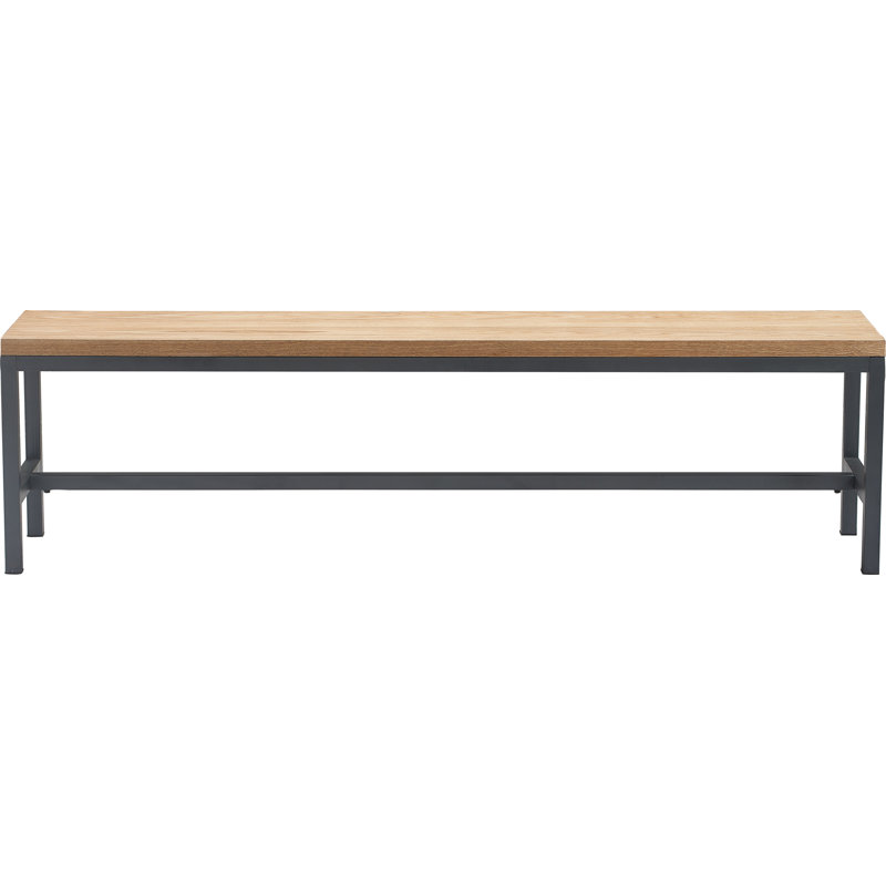 Robson 69'' Light Oak and Black Metal Industrial Dining Bench