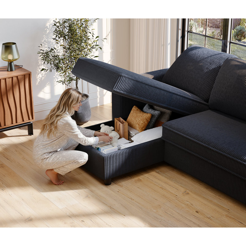 3 Seater Linen Blend Sofa Bed, Black