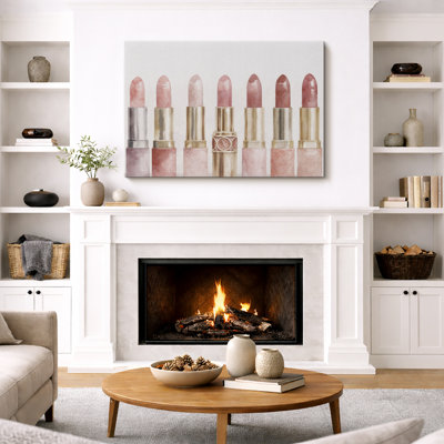 Chic Makeup Lipstick Collection Artwork, Fashion Vanity Bedroom Pictures, Framed Canvas Giclee Print Wall Art