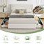 Lit plateforme tapissier avec 4 tiroirs Braya, beige, double-123040029-123040028