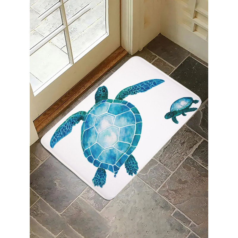 Tapis bleu pour salle de bain, 16 x 24