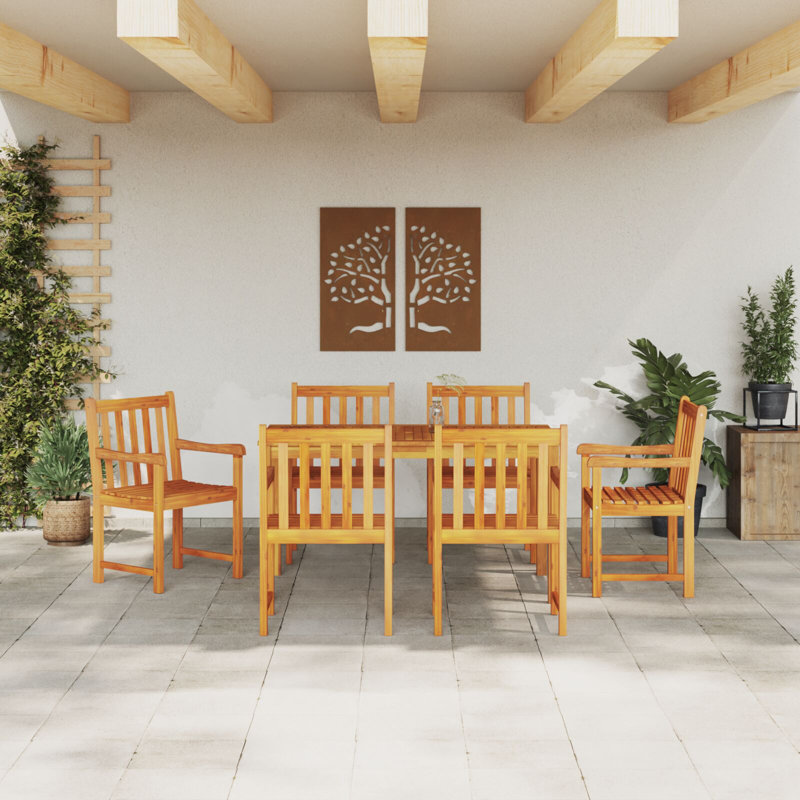 6 - Person Wood Patio Dining Set with Rectangular Table