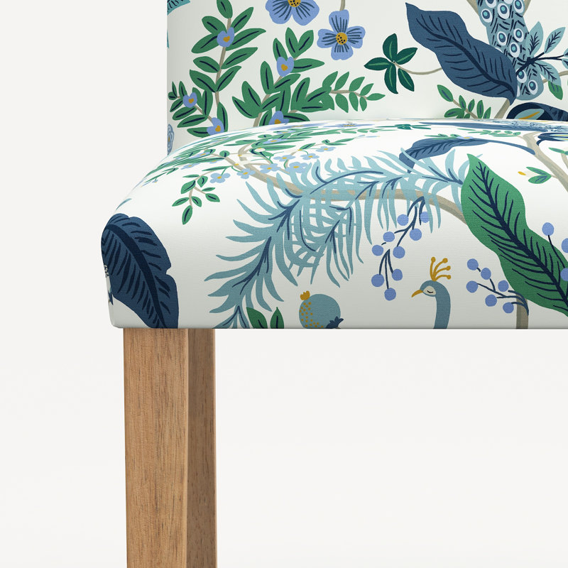 Rifle Paper Co. x Cloth & Company Lorraine Dining Chair, Rpc Peacock Blue & White Linen