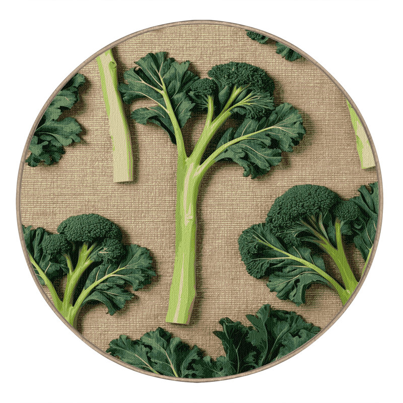  Tapis lavable avec légumes broccoli rabe, Rectangulaire 2 pi x 3 pi