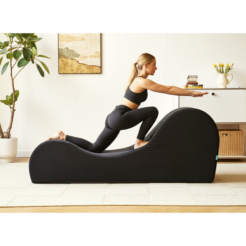 Chaise longue de yoga rembourrée de mousse, noir