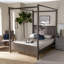 Auvent tapissier, très grand lit Ciarra, gris / vert H 87,3 po x L 85,4 po x l 79,35 po-450850140