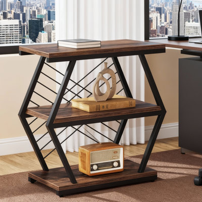 Table de bout industrielle à 3 niveaux avec tablettes de rangement