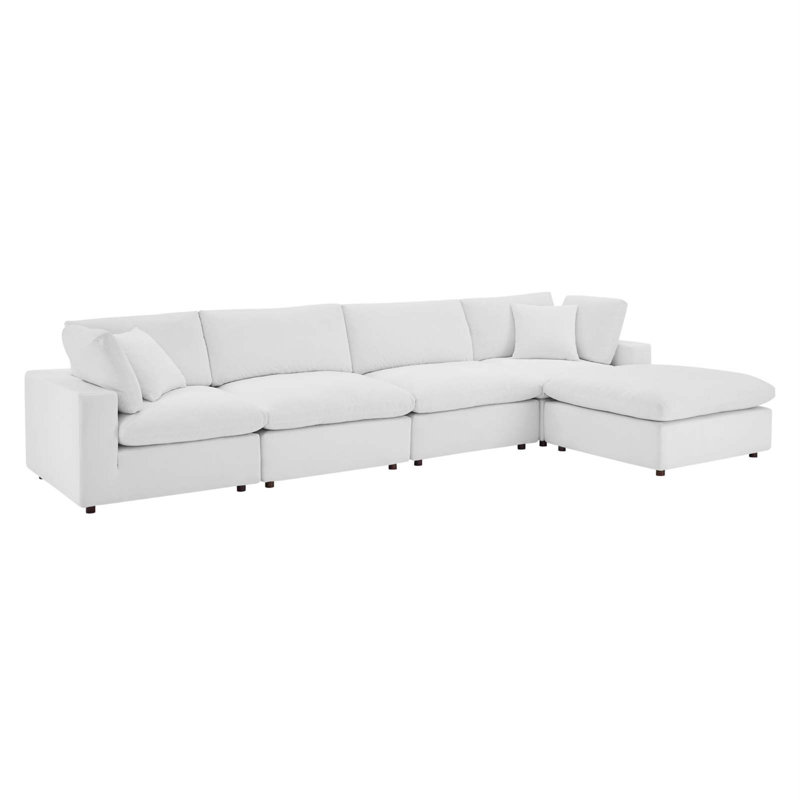 Canapé modulaire en velours 5 pièces Modway Commix, Blanc