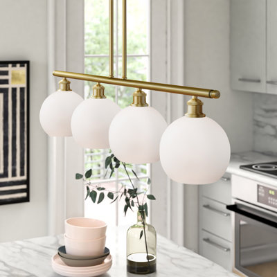 Luminaire suspendu linéaire à 4 lumières pour îlot de cuisine Baptista