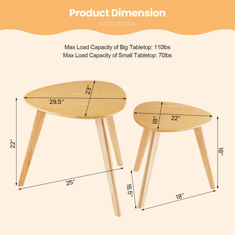 Ensemble de 3 tables gigognes Hazelrose