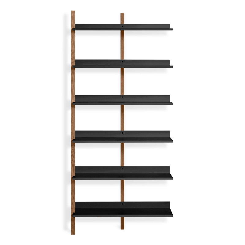 Browser Solid Wood Bookcase, (6 Shelves) 82" H x 37" W x 17" D, Walnut/Oblivion