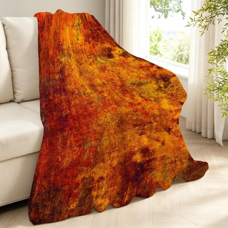 Jeté en flanelle transparente molletonnée, imprimé grunge, Throw 40" x 50"