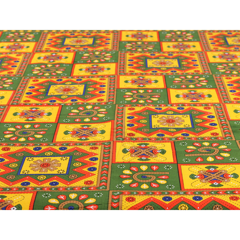 Grand drap de lit en coton multicolore Jaipuri Sanganeri Kantha - 86 po x 98 po, 2 housses de coussin, literie respirante
