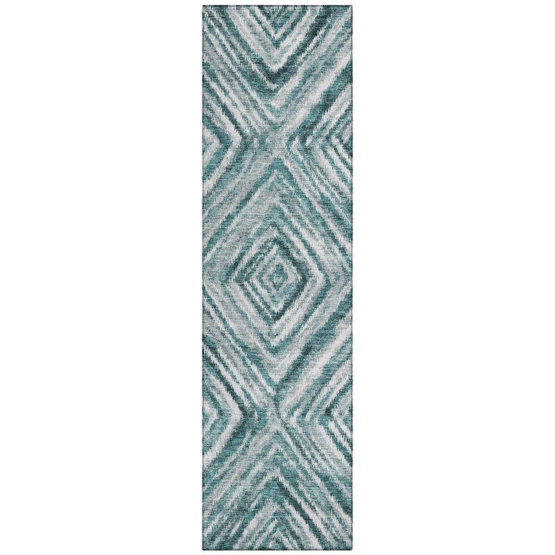 Kmari Washable Geometric Indoor / Outdoor Rug, Runner 2'3" x 7'6"