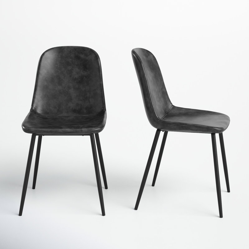 Kody Faux Vegan Leather Upholstered Dining Chair , Charcoal Vegan Leather