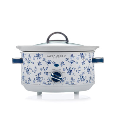 Laura Ashley Slow Cookers, Large Capacity, Energy Efficient Slow-Cooker with 3 Heat Settings. Detachable Ceramic Pot with Tempered Glass Lid