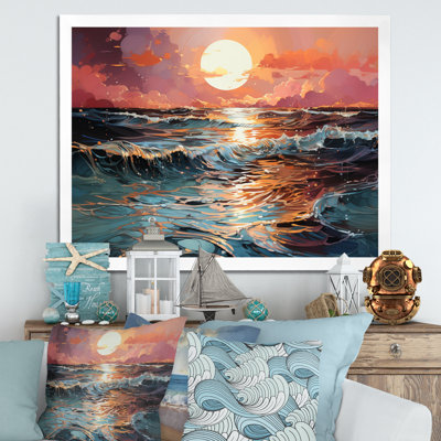 «Coastal Shimmering Tides Pink I», reproduction d'art sur toile