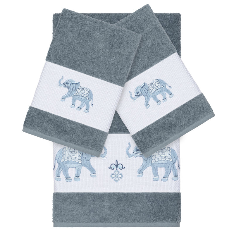 Quinn Turkish Cotton Towel Set, Teal, 3 Piece Towel Set