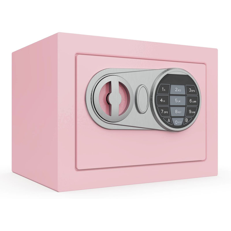 Mini coffre-fort pour enfants, petite caisse - coffre-fort avec clavier et clé - P 6,7 po x l 9,1 po x H 6,7 po, 0,236 pi³, rose