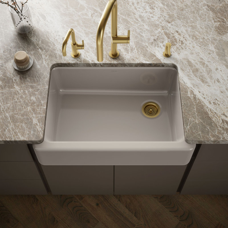 Whitehaven® 33" x 22" Self-Trimming Under-Mount Single-Bowl Kitchen Sink with Tall Apron, Truffle