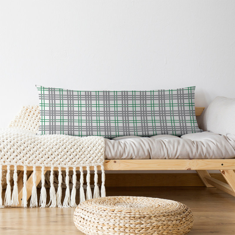 Polyester Medium Pillow, White/Green/Silver, Plush Fleece