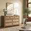 Ensemble de chambre à coucher 3 pièces avec rangement en rotin (commode 7 tiroirs + 2 tables de chevet)