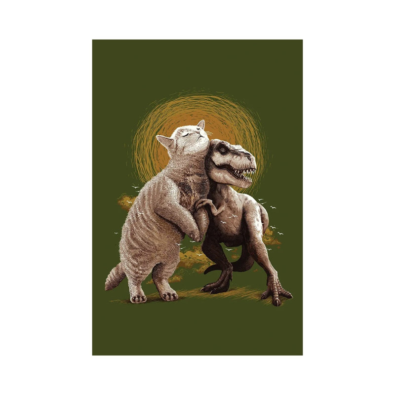 Cat & Trex by Adam Lawless - Wrapped Canvas Gallery-Wrapped Canvas Giclée, 101.6 cm H x 66.04 cm W x 3.175 cm D