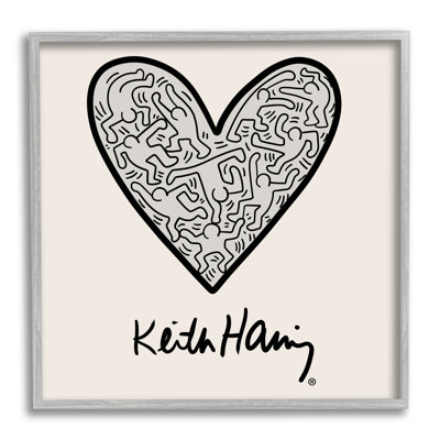 " Keith Haring People Inside Heart Pattern Text " by Ros Ruseva