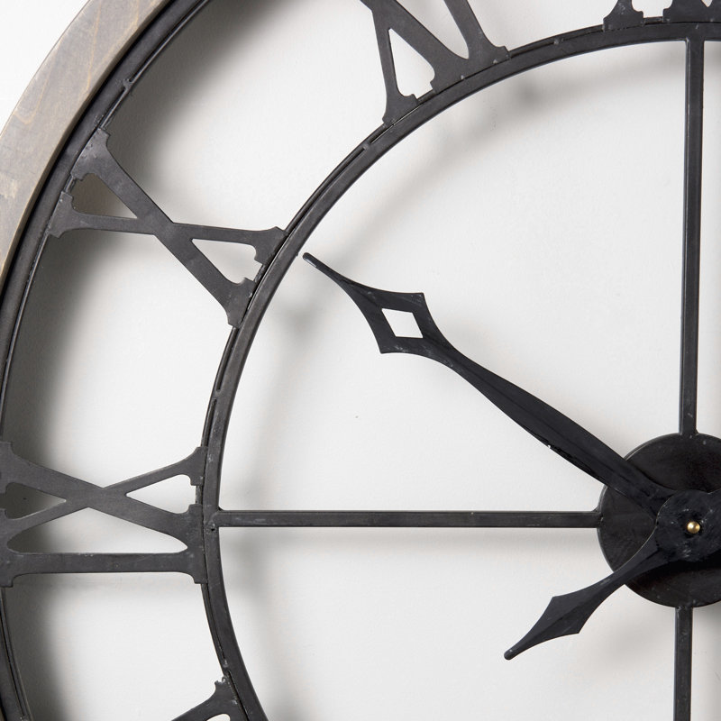Aekjot Solid Wood Wall Clock, Large, Gray/Black